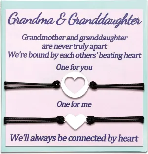 Granddaughter Gifts from Grandma Nana Gift for Granny Granddaughter Matching Bracelets 2 Granddaughters String Bracelet from Grandmother Mimi Gifts Mothers Day Gifts Jewelry for Women Birthday Gift Set of 2 3 PCS
