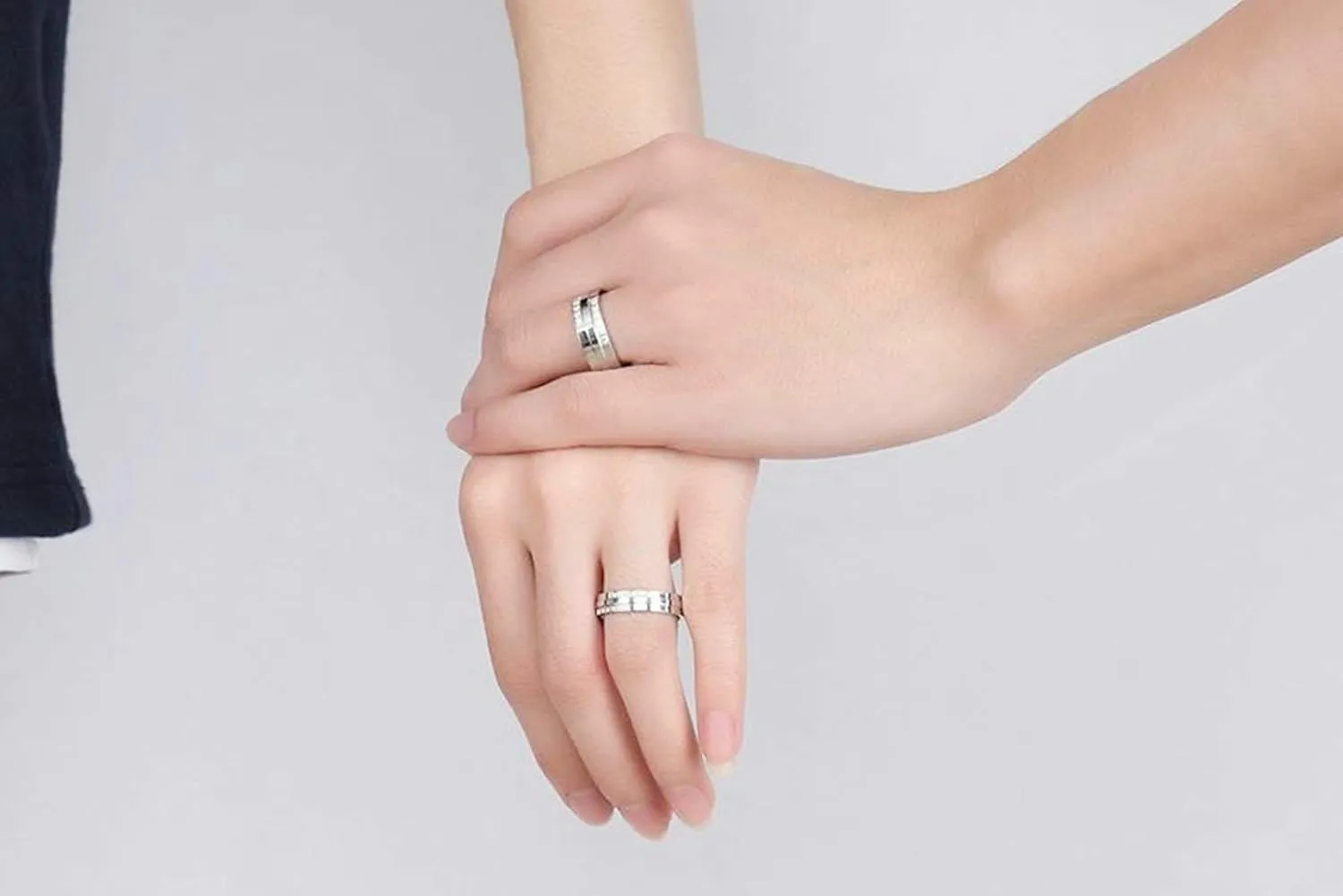Gualiy Couples Promise Rings Stainless Steel 5/7MM Cubic Zirconia High Polished Wedding Rings and Engagement Rings Silver Rings Size 6-11