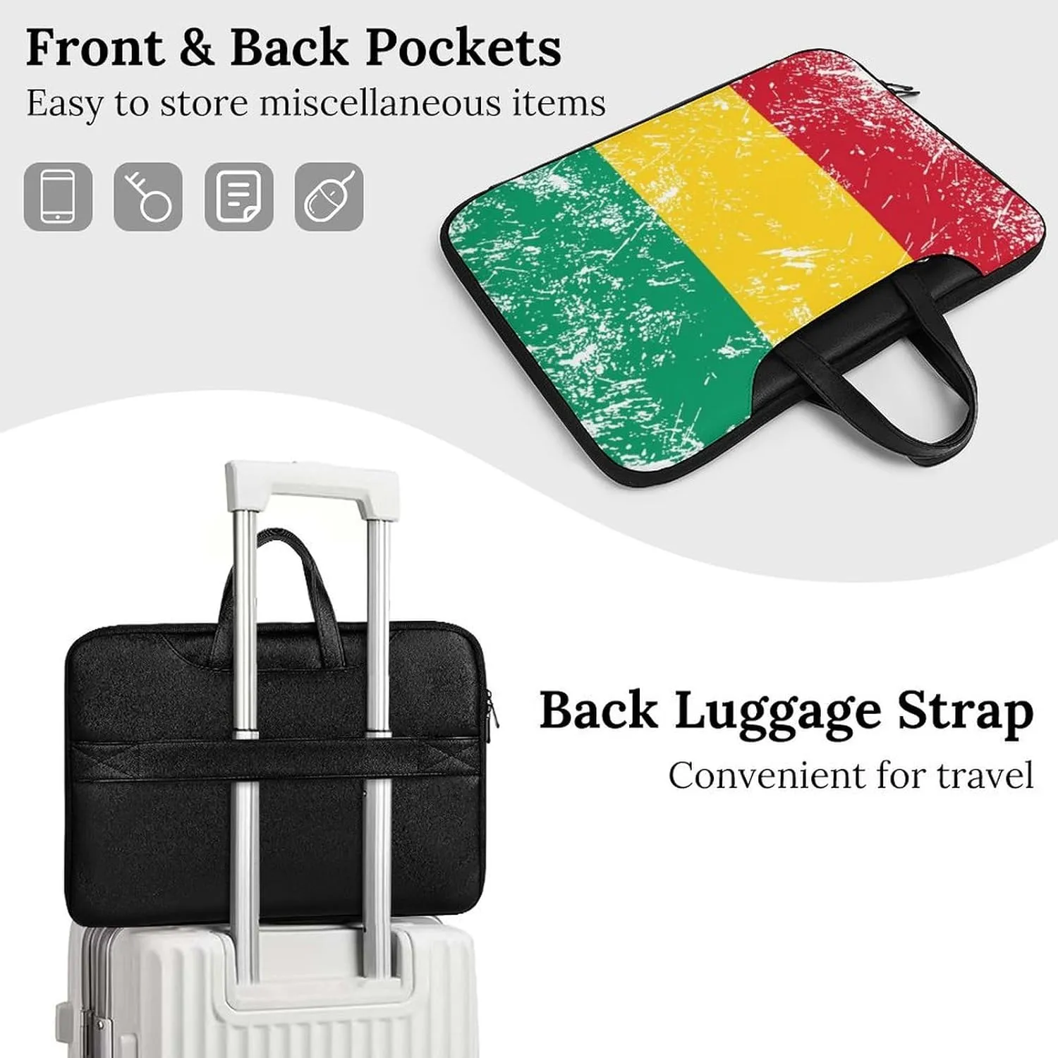 Guinea Vintage Flag Leather Bag Laptop Case Slim Water Resistant Computer Bags with Handle Briefcase for Work