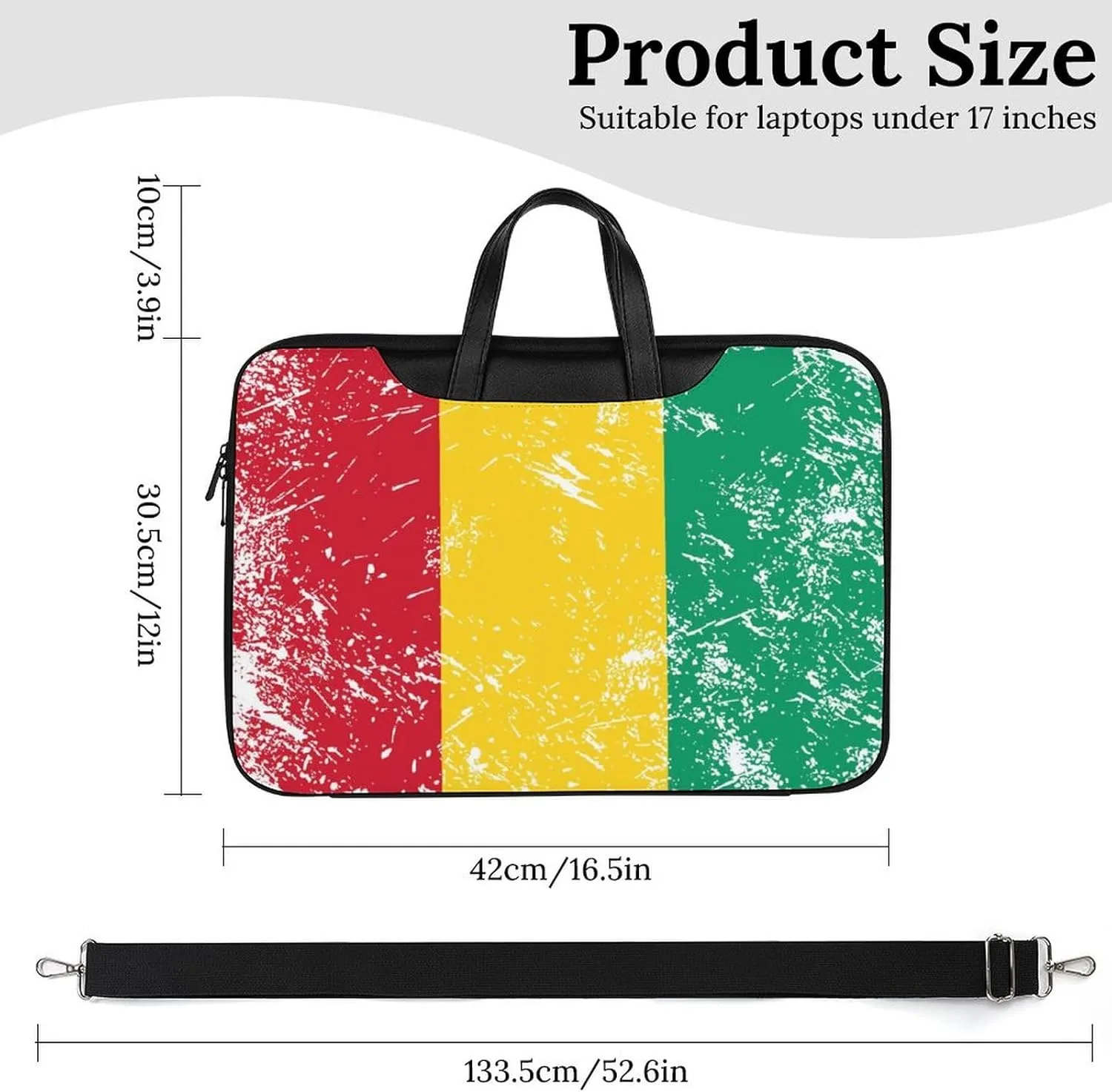 Guinea Vintage Flag Leather Bag Laptop Case Slim Water Resistant Computer Bags with Handle Briefcase for Work
