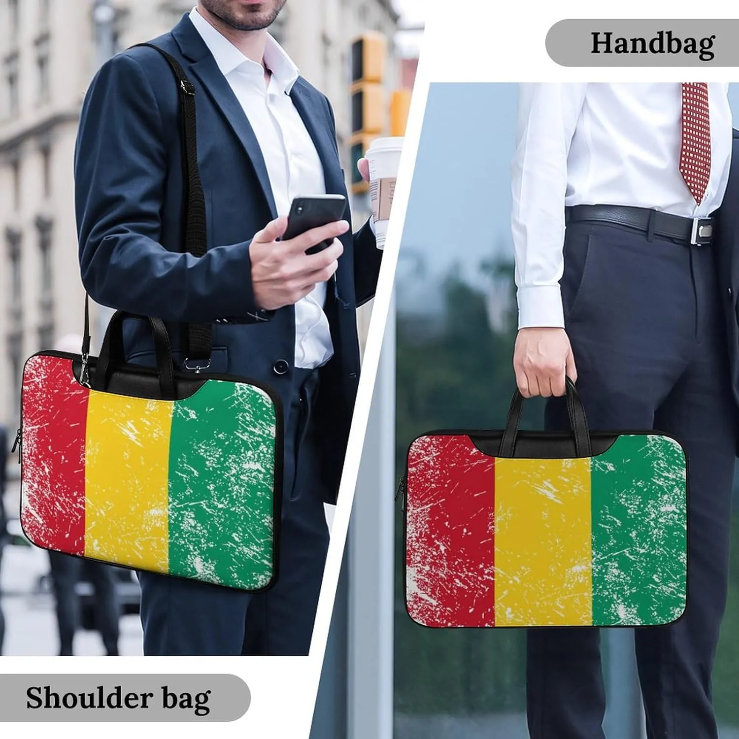Guinea Vintage Flag Leather Bag Laptop Case Slim Water Resistant Computer Bags with Handle Briefcase for Work