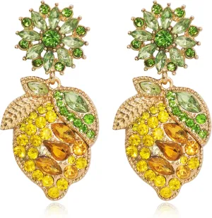Handmade Bohemian Sparkly Crystal Pineapple Stud Earrings for Women Cute Statement Hawaiian Vacation Beach Party Dangle Drop Fruit Earring