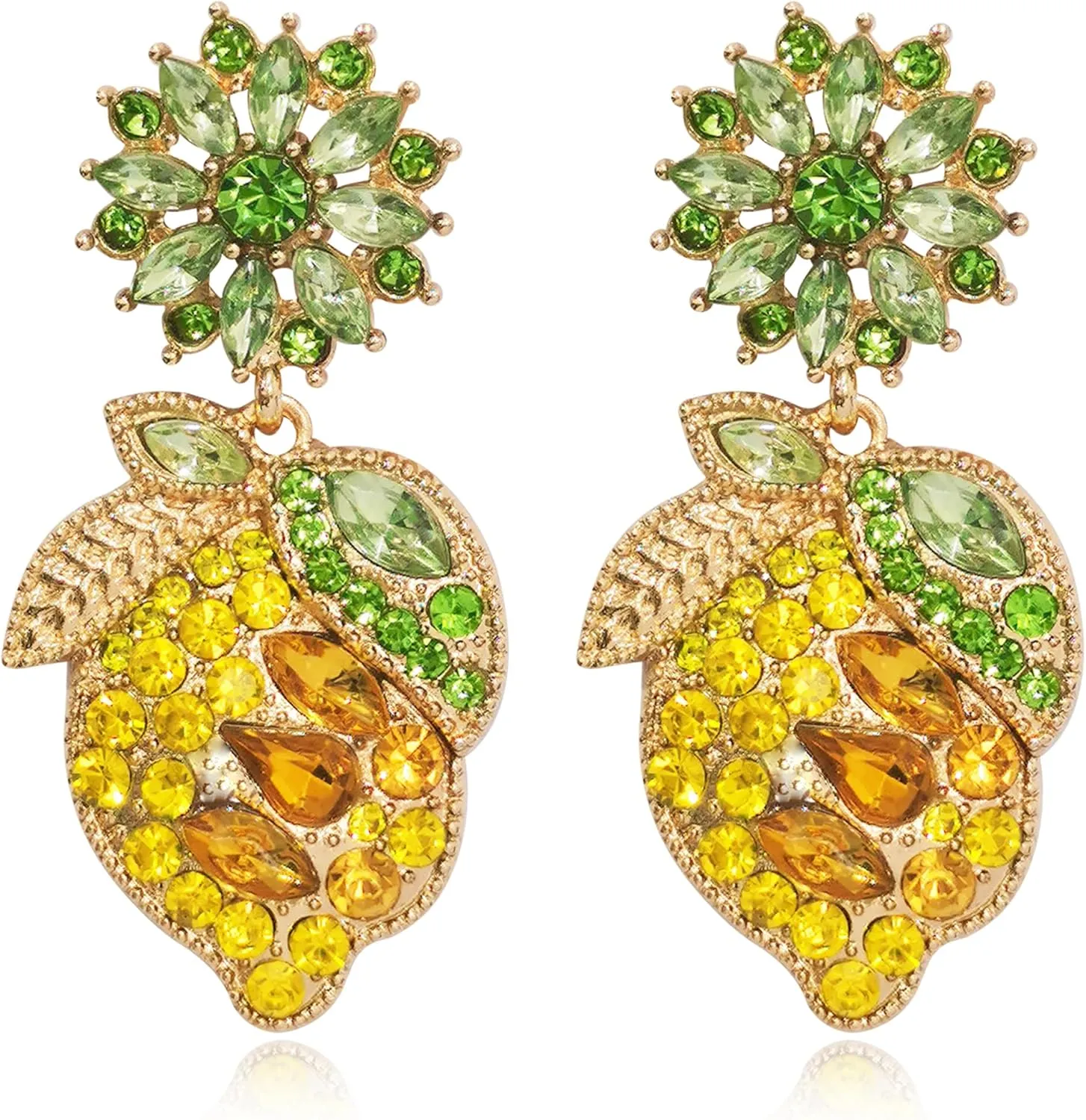 Handmade Bohemian Sparkly Crystal Pineapple Stud Earrings for Women Cute Statement Hawaiian Vacation Beach Party Dangle Drop Fruit Earring