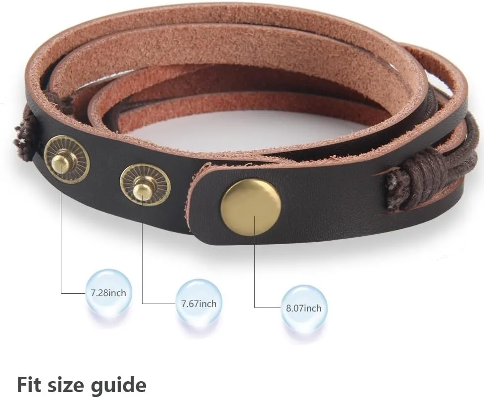 Handmade Genuine Vintage Leather Wrist Cuff Wrap Bracelet Adjustable