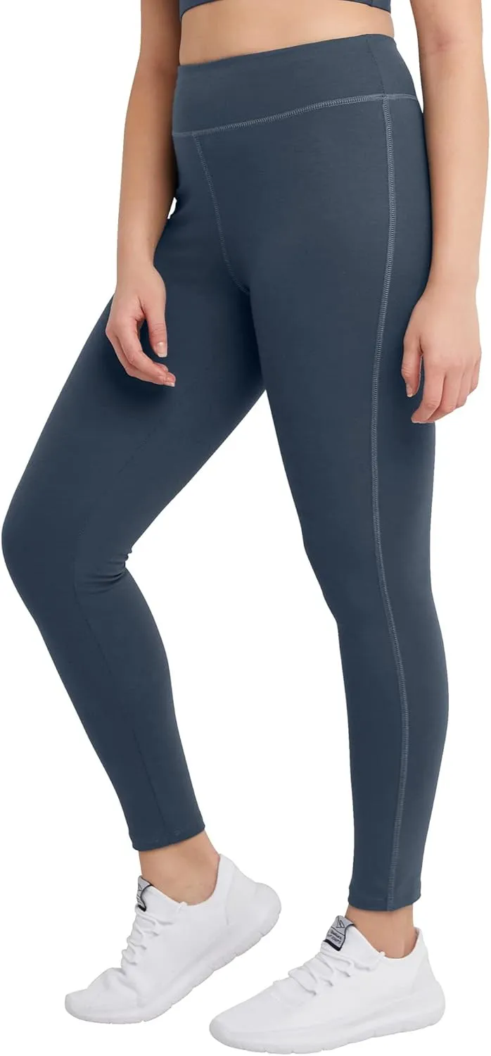 Hanes Women's Leggings, Ankle-Length Leggings for Women, Stretch Cotton-Spandex Leggings, High Waist, 27"