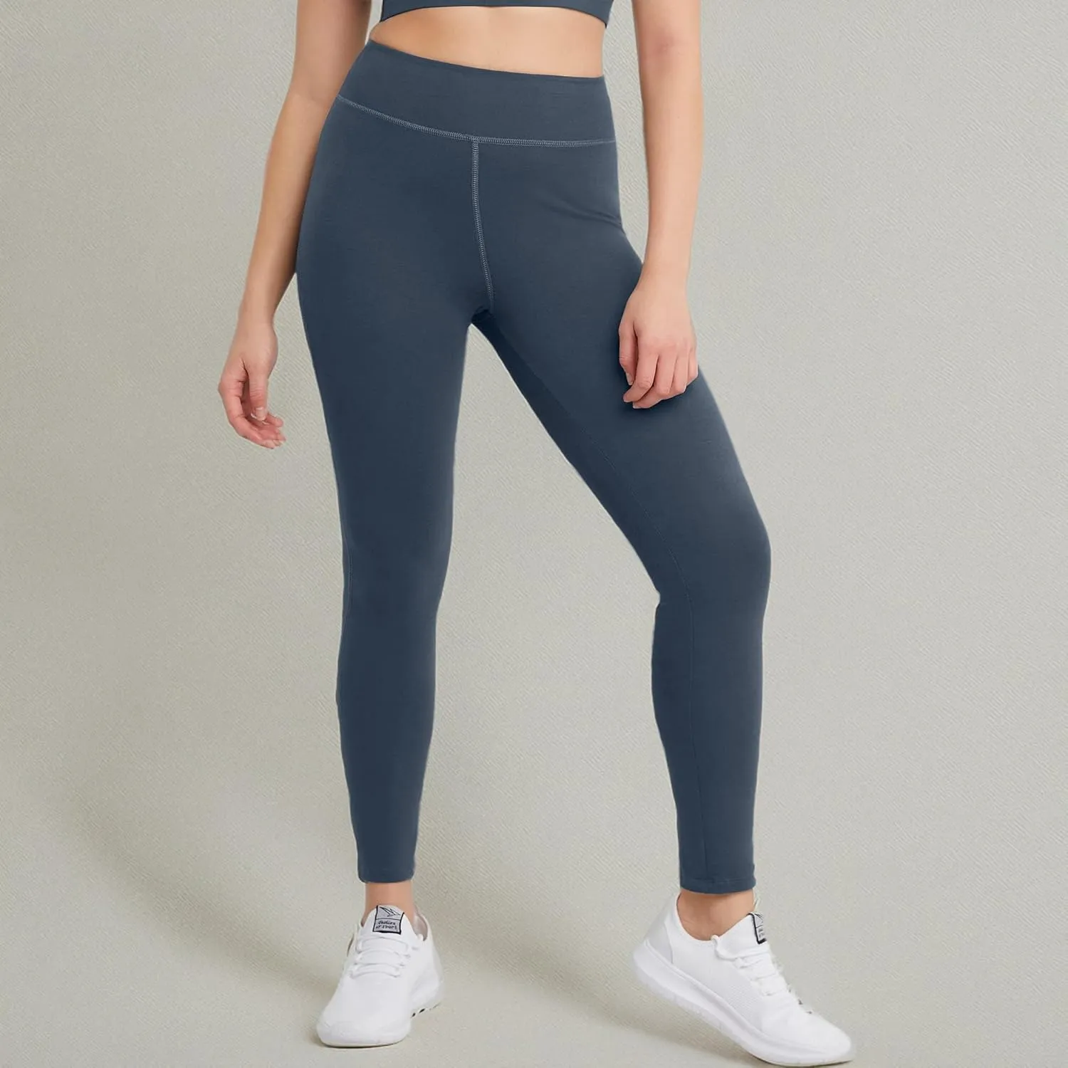Hanes Women's Leggings, Ankle-Length Leggings for Women, Stretch Cotton-Spandex Leggings, High Waist, 27"