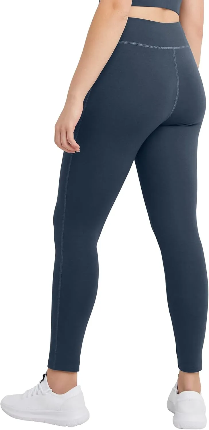 Hanes Women's Leggings, Ankle-Length Leggings for Women, Stretch Cotton-Spandex Leggings, High Waist, 27"