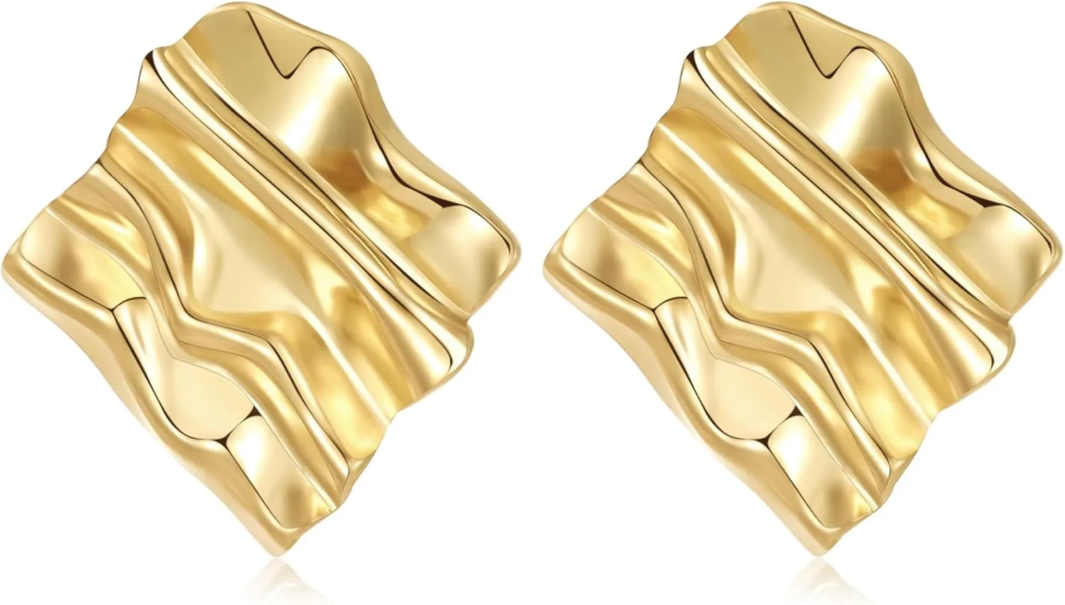 HANGINTHERE Chunky Gold Earrings for Women,18K Gold Plated,Gifts for Women