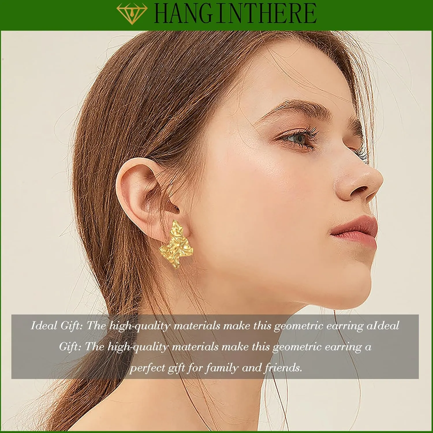 HANGINTHERE Chunky Gold Earrings for Women,18K Gold Plated,Gifts for Women