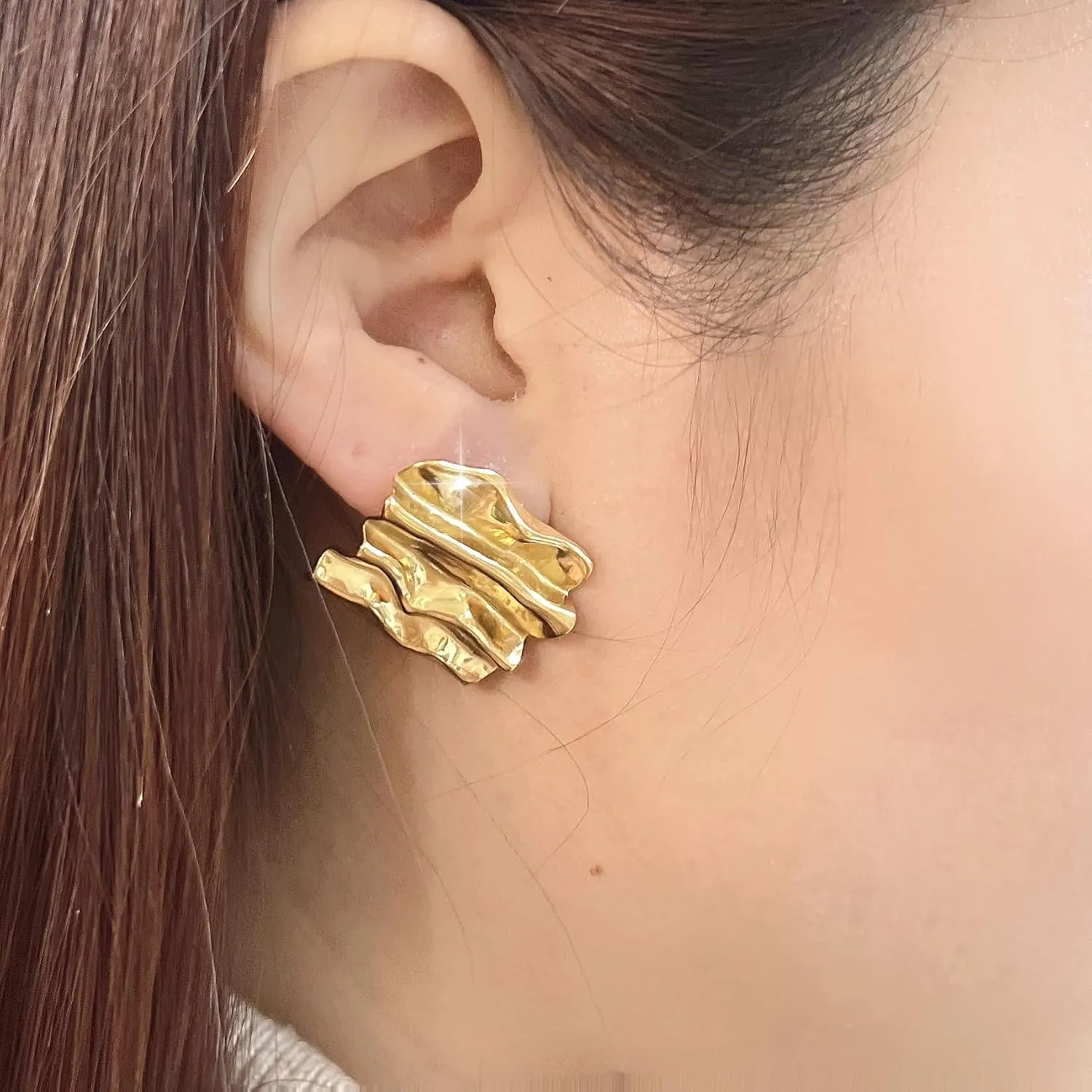 HANGINTHERE Chunky Gold Earrings for Women,18K Gold Plated,Gifts for Women