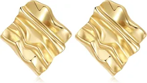 HANGINTHERE Chunky Gold Earrings for Women,18K Gold Plated,Gifts for Women