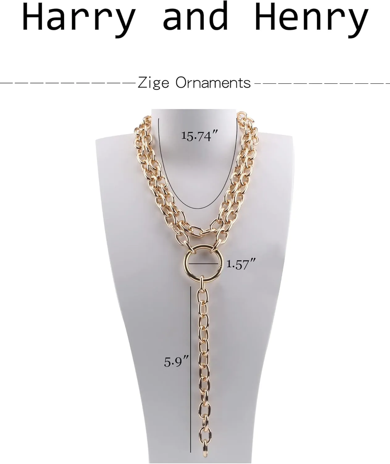 Harry and Henry Chunky Gold Toggle Necklace Trendy Silver Cuban Link Chain Choker Toggle Bar Clasp Necklaces for Women Chunky Statement Necklaces Jewelry Gifts