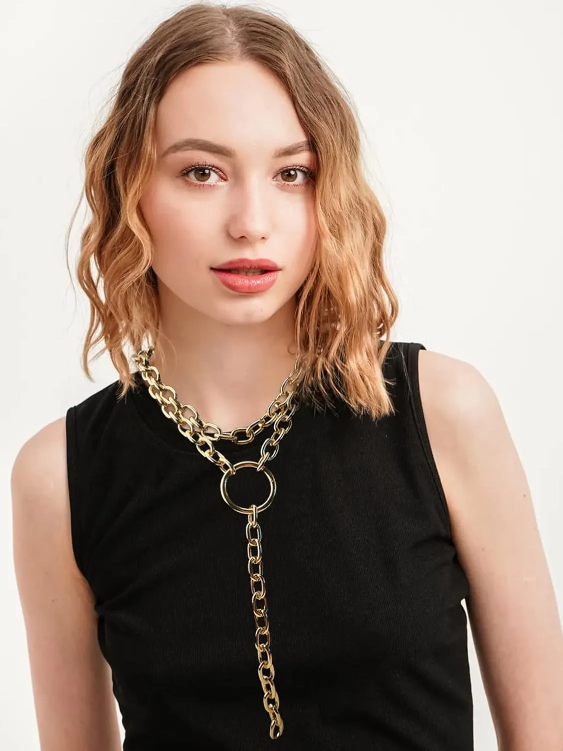 Harry and Henry Chunky Gold Toggle Necklace Trendy Silver Cuban Link Chain Choker Toggle Bar Clasp Necklaces for Women Chunky Statement Necklaces Jewelry Gifts