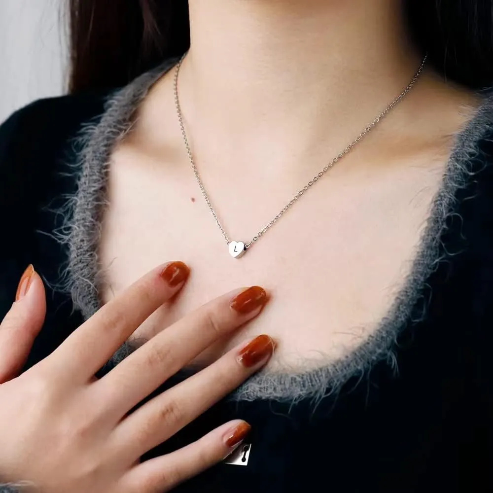 Heart Initial Necklaces for Women- 14K Gold Filled Heart Pendant Letter Alphabet Necklace, Tiny Initial Necklaces for Women, Heart Letter Initial Necklace Gifts for Women