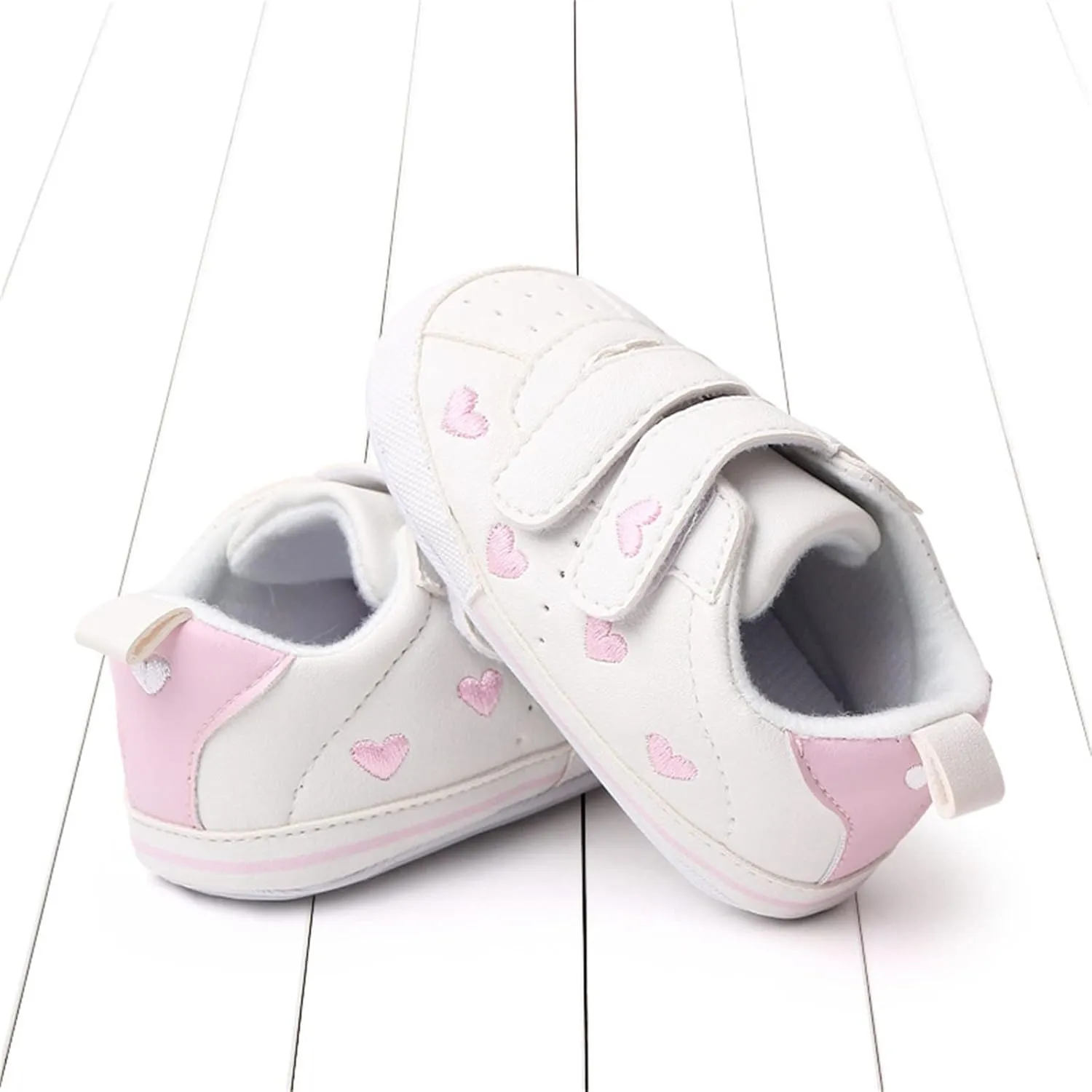 Heart Pattern Baby Girls Loafers Prewalker Dress Shoes Infant Boys Girls Double Strap Flat Bottom Sports Shoes