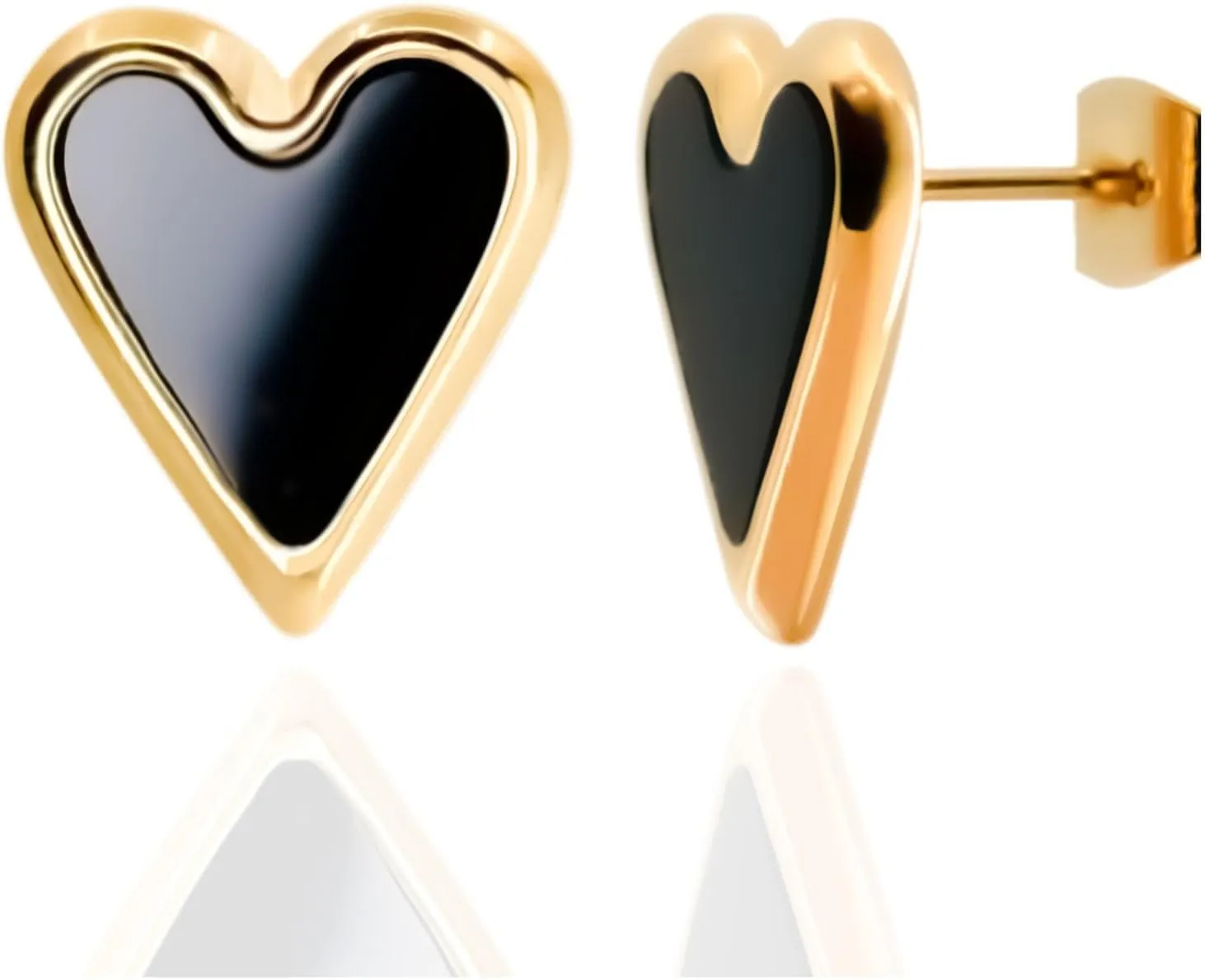 Heart Stud Earrings 18k Gold Plated Stainless Steel Natural Stone White Shell Green Malachite Black Shell For Women and Girls