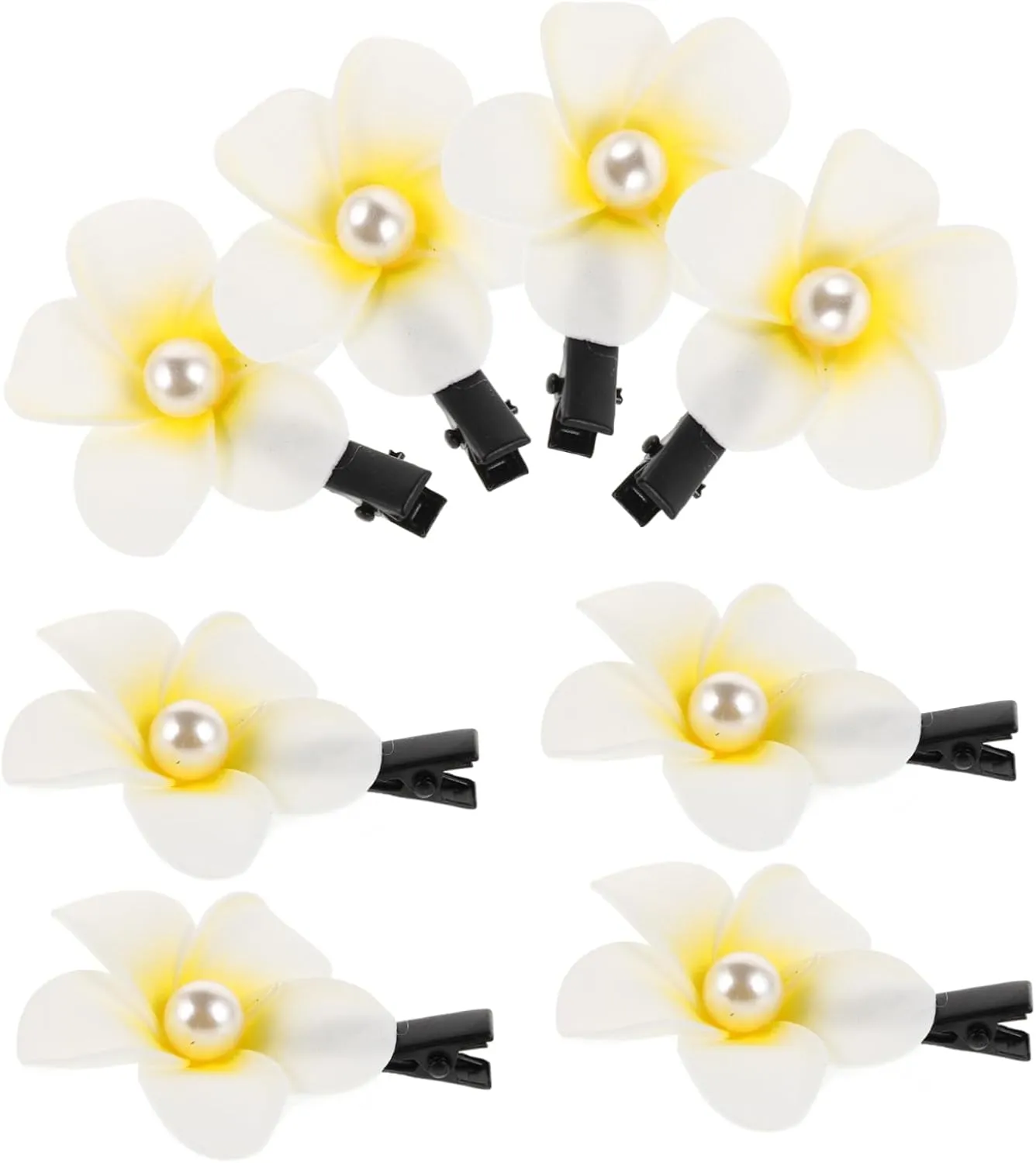 Homoyoyo 8pcs Plumeria Hair Clips Hawaiian Flower Barrettes for Women Beach Party Accessories Tropical Wedding Decor Chic Bangs Side Hair Styling