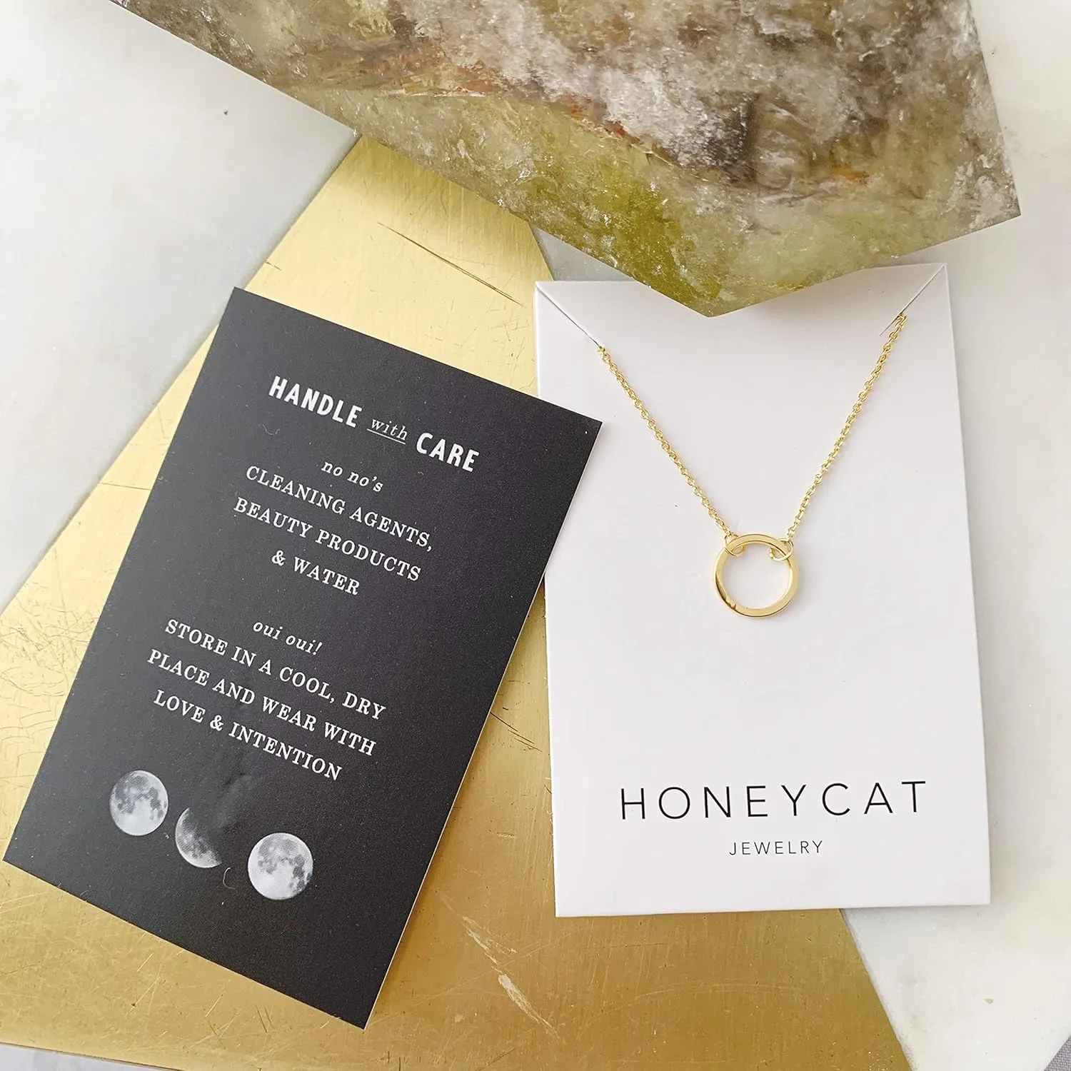 Honeycat Gold, Rose Gold, or Silver Mini Karma Open Circle Orbit Necklace | Minimalist, Delicate Jewelry