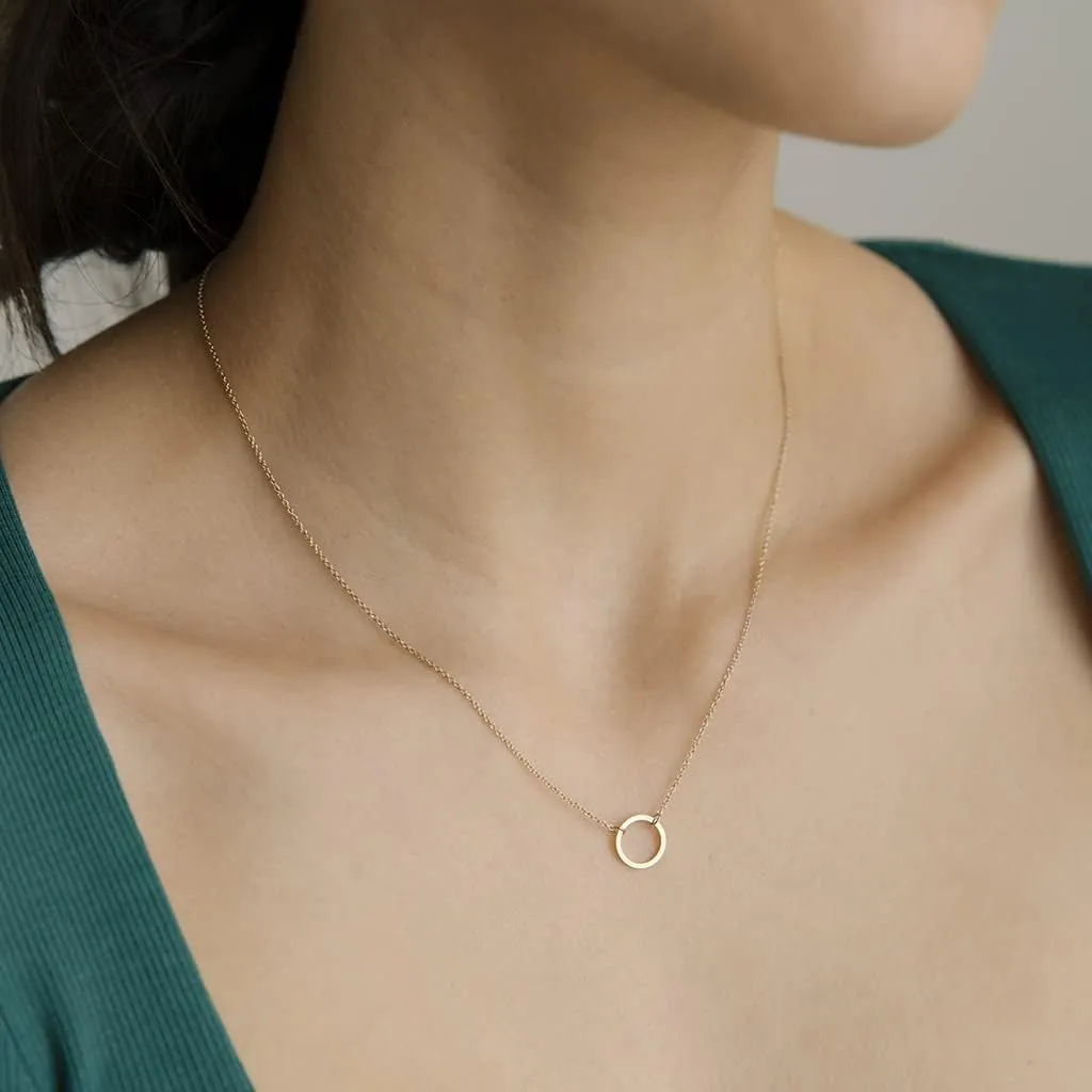 Honeycat Gold, Rose Gold, or Silver Mini Karma Open Circle Orbit Necklace | Minimalist, Delicate Jewelry