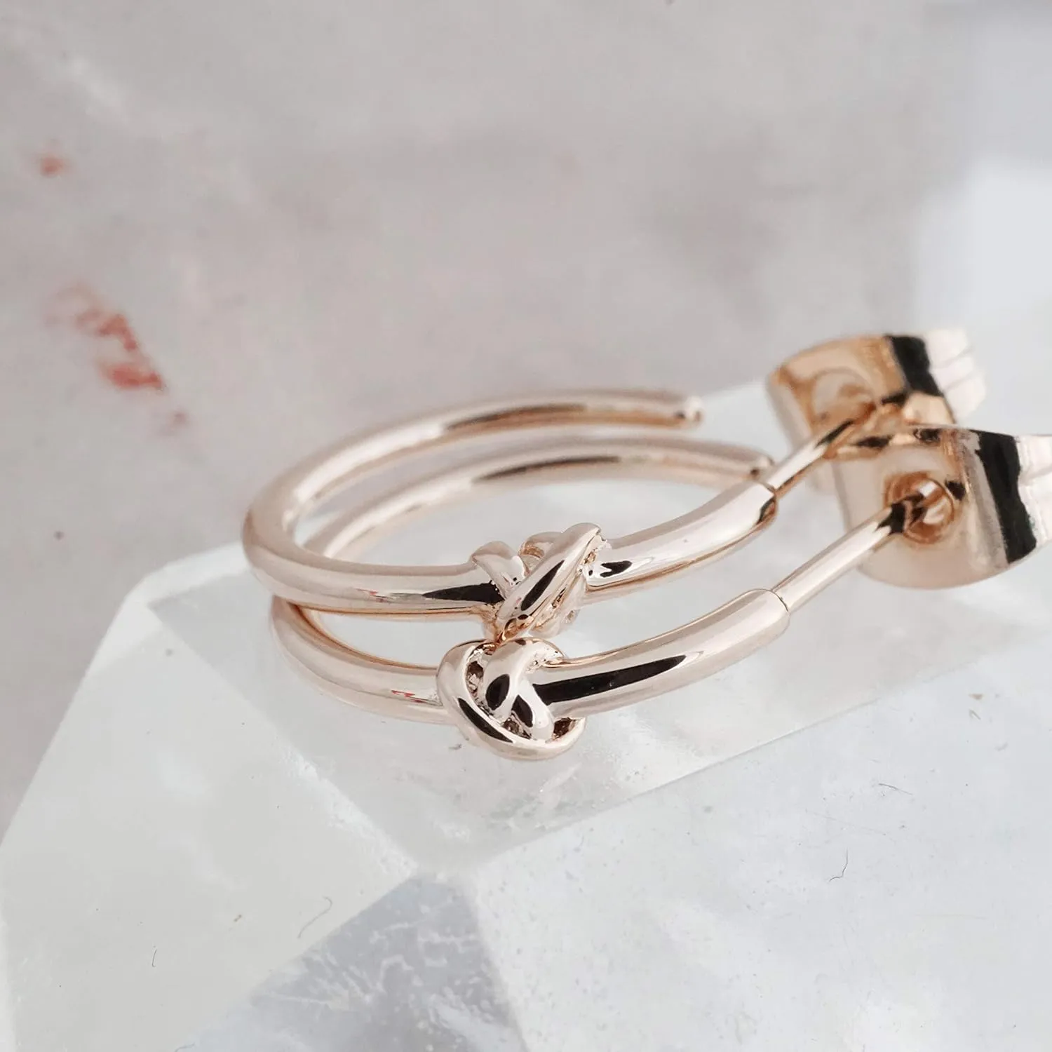 HONEYCAT Knotted Hoop Earrings in Gold, Rose Gold, or Silver | Minimalist, Delicate Jewelry