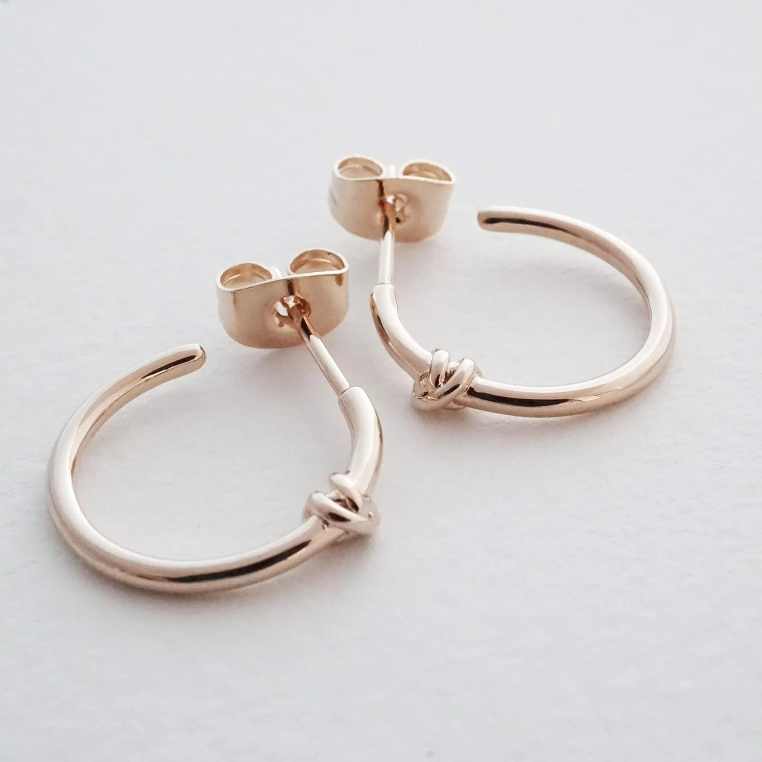 HONEYCAT Knotted Hoop Earrings in Gold, Rose Gold, or Silver | Minimalist, Delicate Jewelry