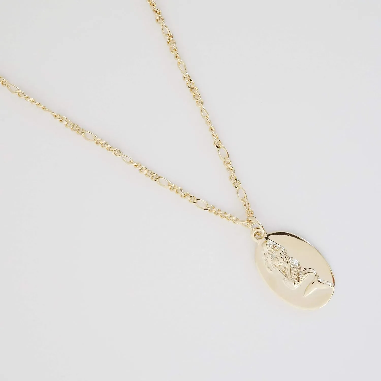 Honeycat Mermaid Disc Pendant Necklace in Gold, Rose Gold, or Silver | Minimalist, Delicate Jewelry