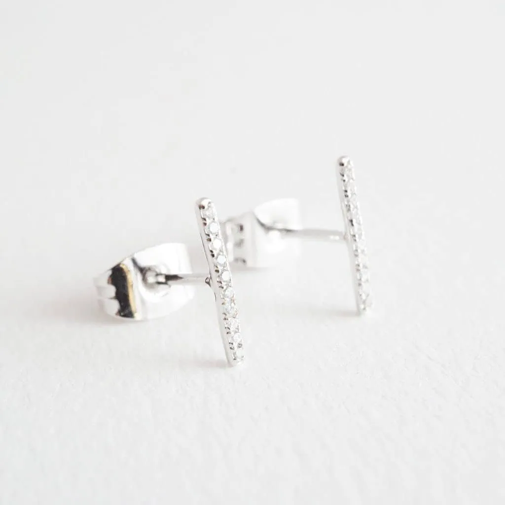 HONEYCAT Skinny Midi Crystal Bar Earrings in Gold, Rose Gold, or Silver | Minimalist, Delicate Jewelry