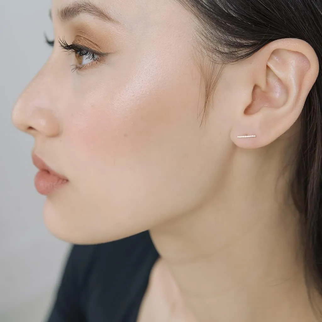 HONEYCAT Skinny Midi Crystal Bar Earrings in Gold, Rose Gold, or Silver | Minimalist, Delicate Jewelry