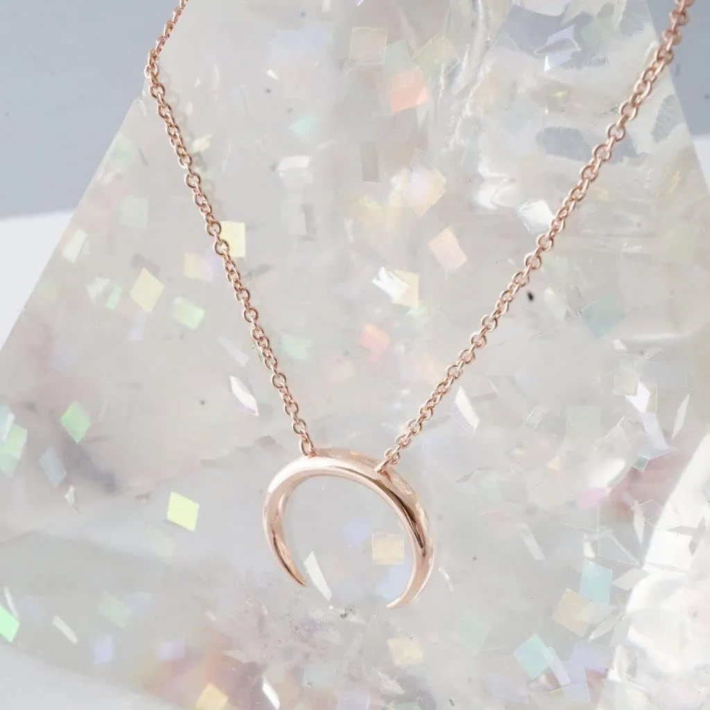 HONEYCAT Tiny Crescent Horn Necklace in Gold, Rose Gold, or Silver | Minimalist, Delicate Jewelry