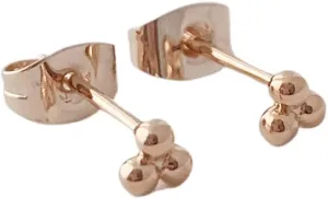 HONEYCAT Tiny Trinity Ball Stud Earrings in Gold, Rose Gold, or Silver | Minimalist, Delicate Jewelry