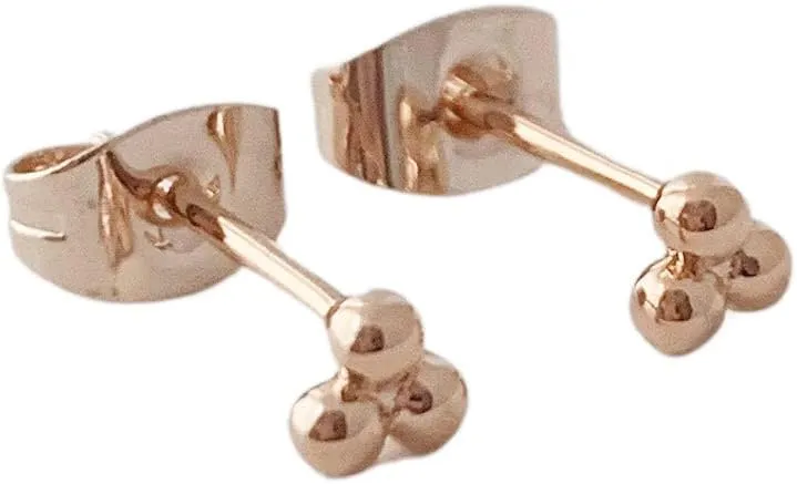 HONEYCAT Tiny Trinity Ball Stud Earrings in Gold, Rose Gold, or Silver | Minimalist, Delicate Jewelry
