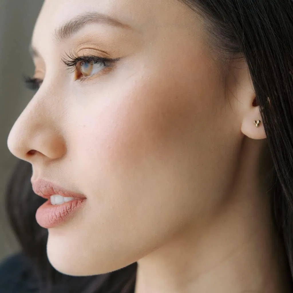 HONEYCAT Tiny Trinity Ball Stud Earrings in Gold, Rose Gold, or Silver | Minimalist, Delicate Jewelry