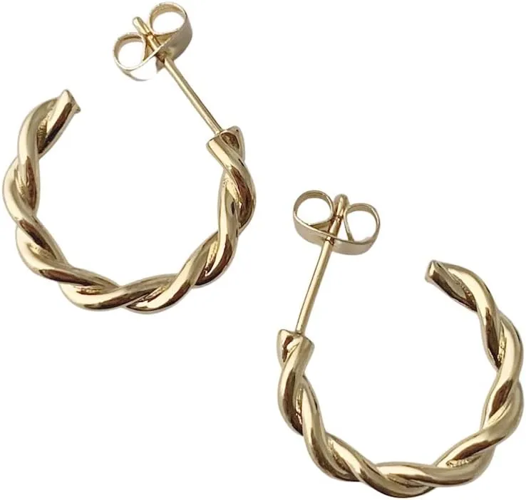 HONEYCAT Twist Twist Rope Hoops in Gold, Rose Gold, or Silver | Minimalist, Delicate Jewelry