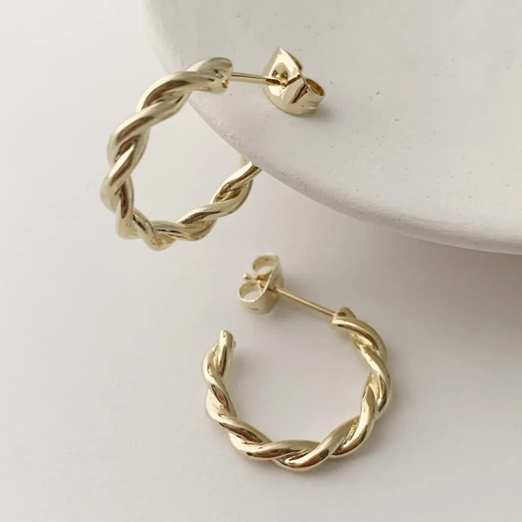 HONEYCAT Twist Twist Rope Hoops in Gold, Rose Gold, or Silver | Minimalist, Delicate Jewelry