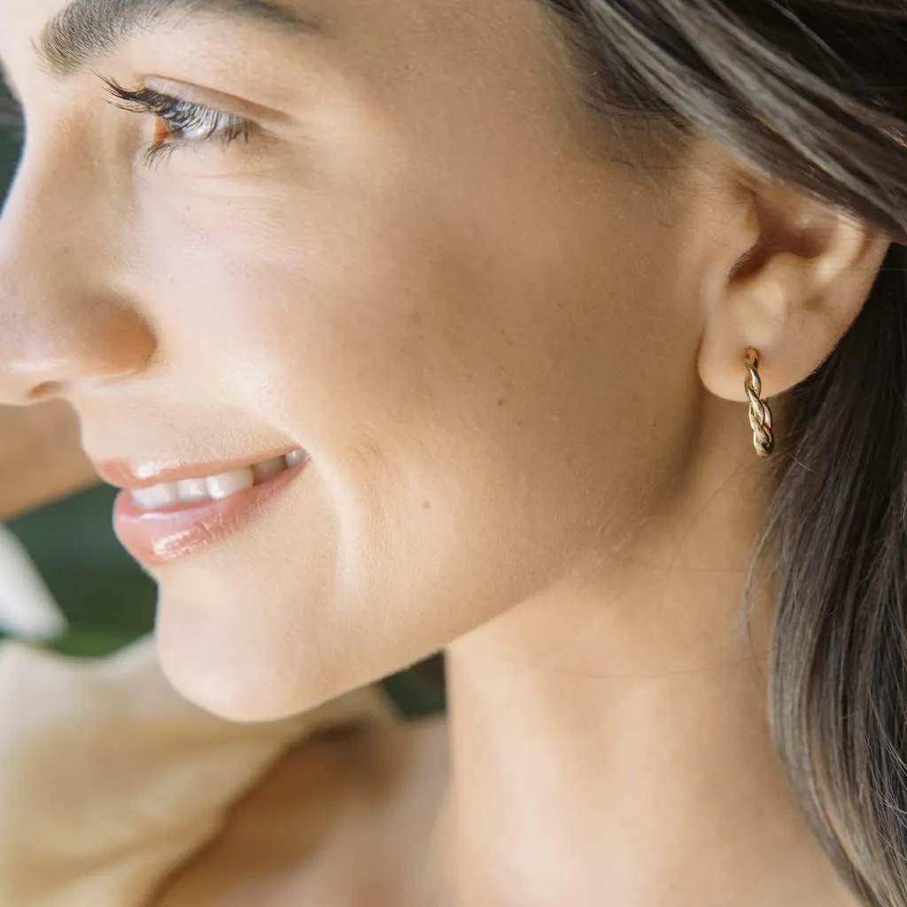 HONEYCAT Twist Twist Rope Hoops in Gold, Rose Gold, or Silver | Minimalist, Delicate Jewelry