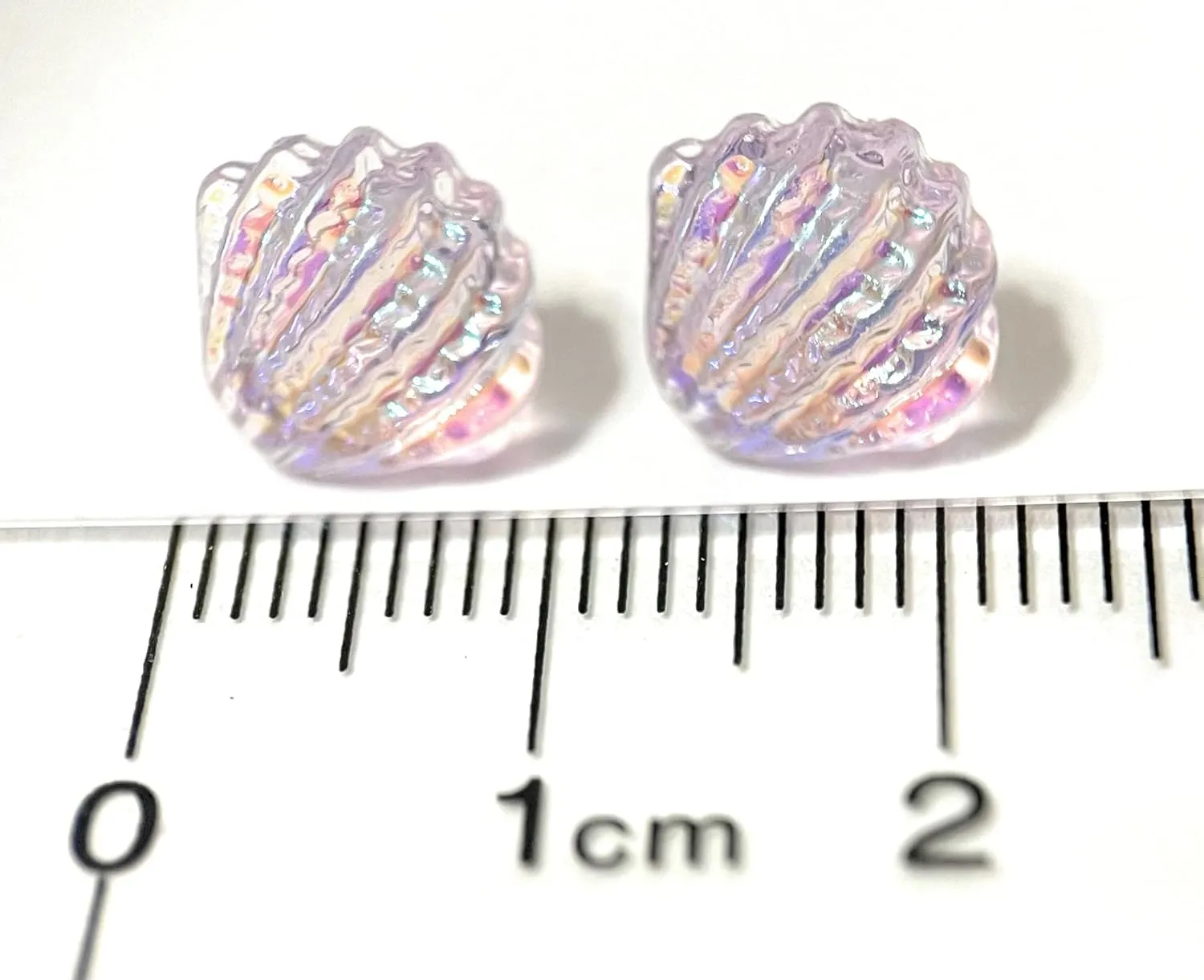 Hypoallergenic Holographic Sea Shell Stud Earrings on Plastic Posts (Purple)