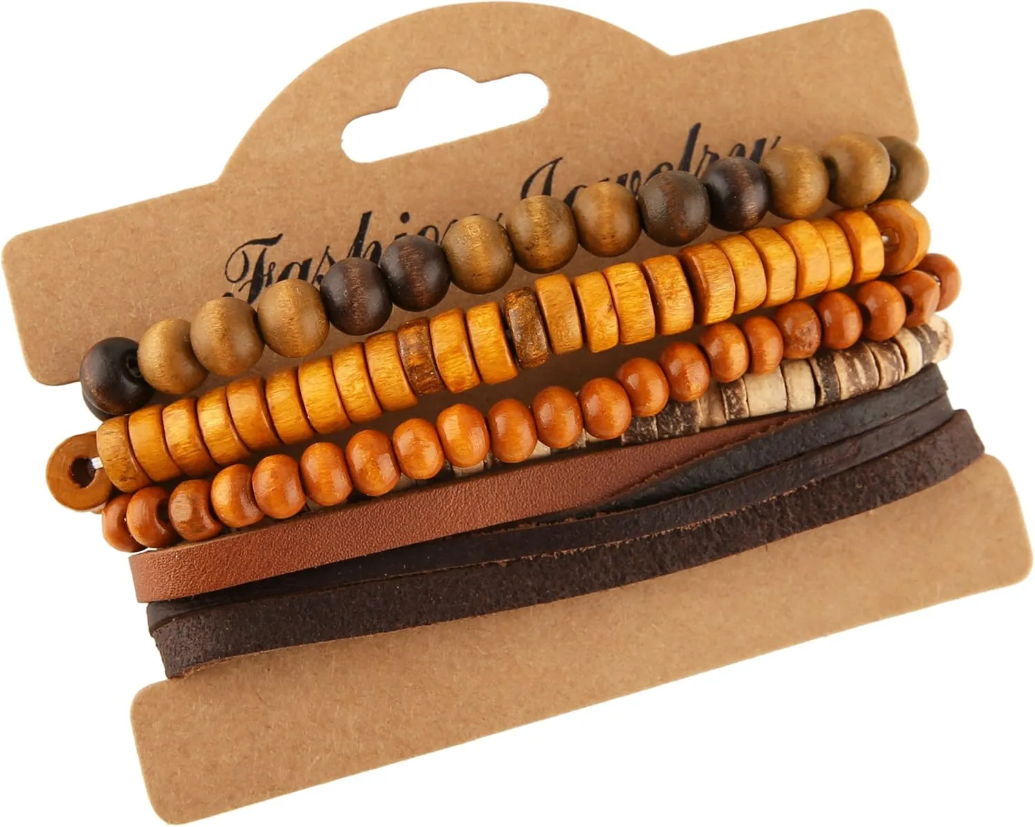 HZMAN Wrap Bracelets Men Women, Hemp Cords Wood Beads Ethnic Tribal Bracelets, Leather Wristbands