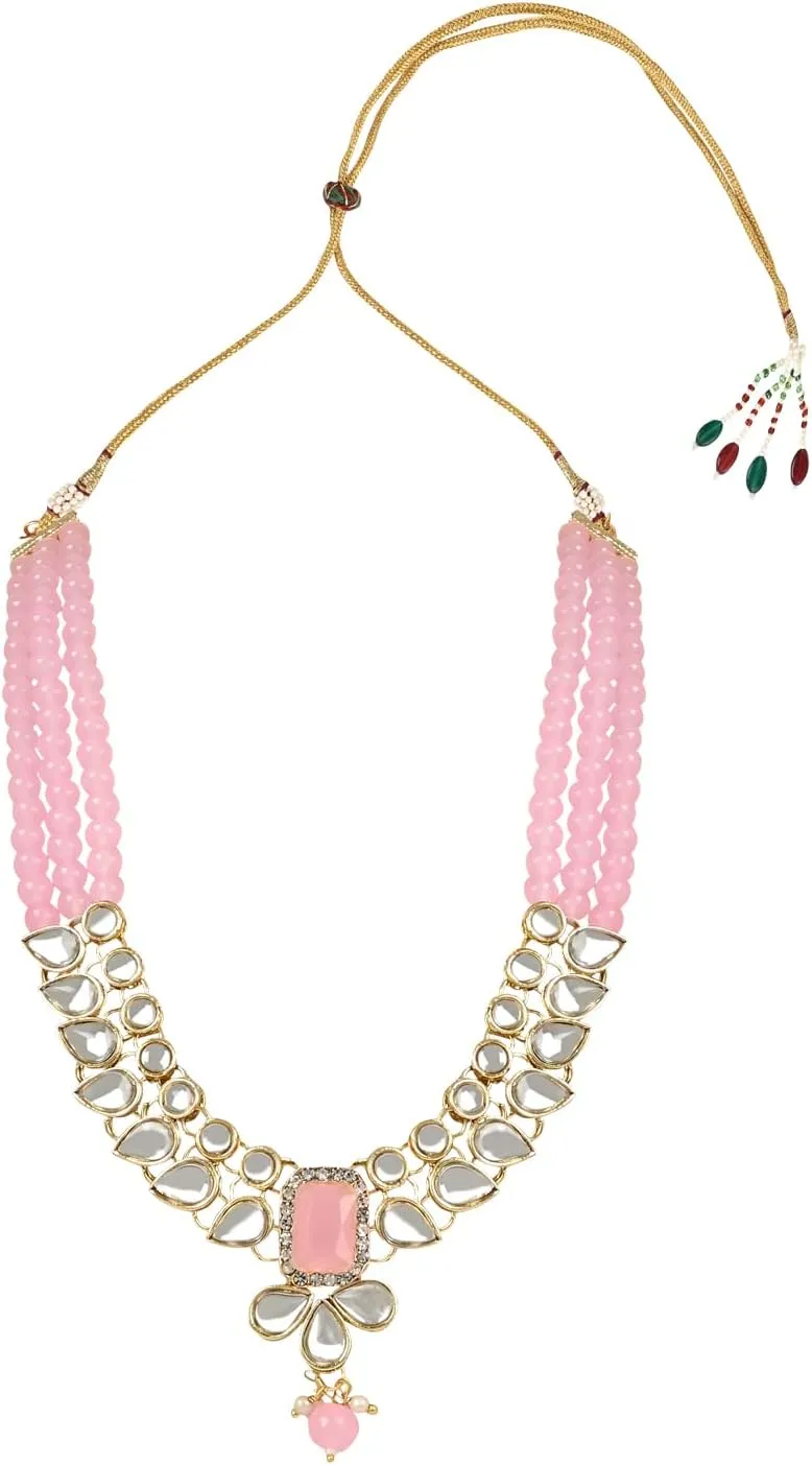 I Jewels Gold Plated Indian Wedding Bollywood Necklace Jewellery Set with Earrings for Women (IJ354)