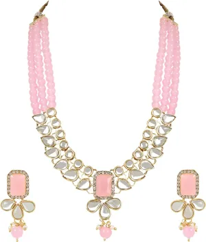 I Jewels Gold Plated Indian Wedding Bollywood Necklace Jewellery Set with Earrings for Women (IJ354)