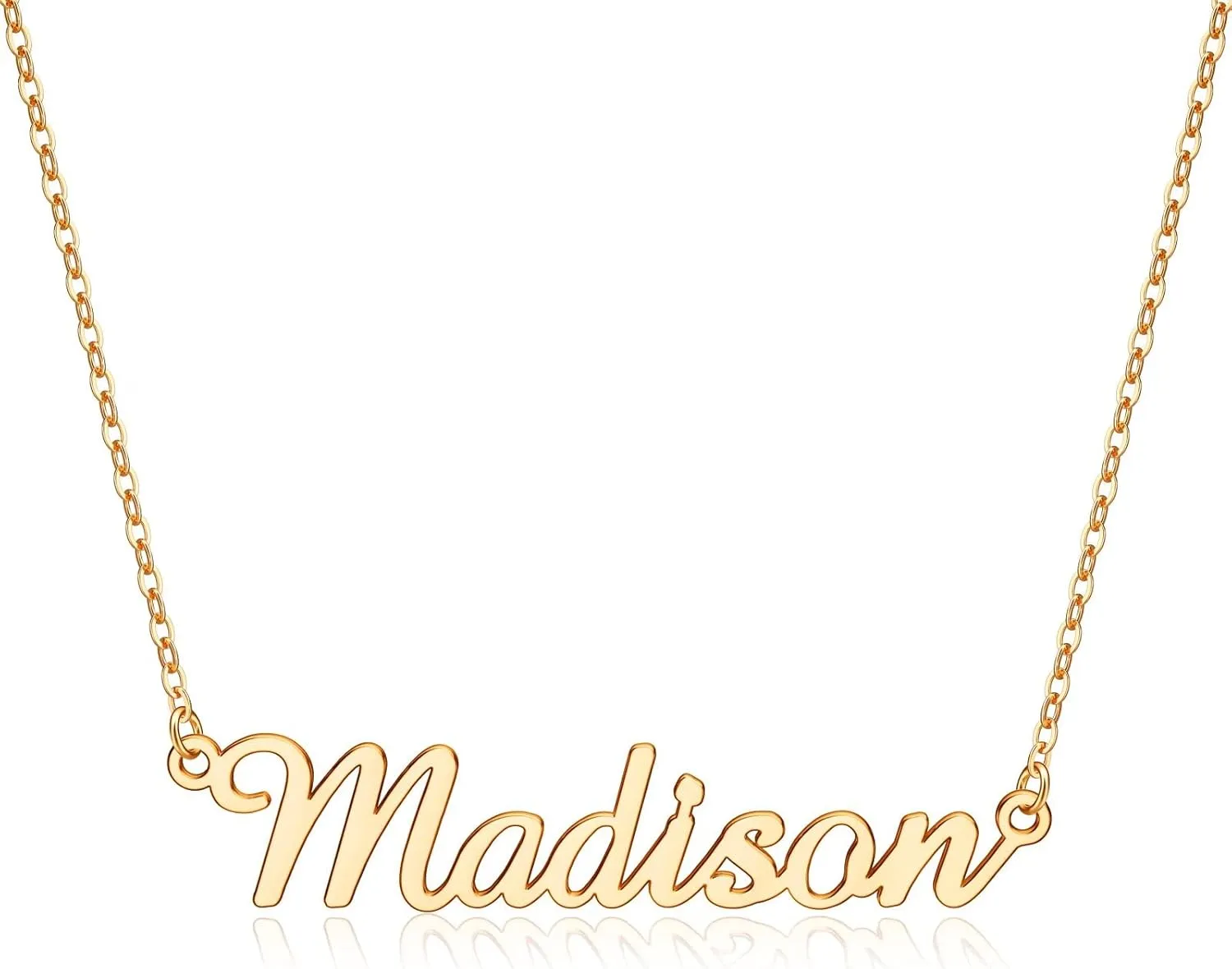 IEFLIFE Custom Name Necklace Personalized, 14K Gold Plated Personalized Name Necklace White Gold Plated Monogram Necklace Personalized Jewelry Name Plate Necklace Gifts for Women