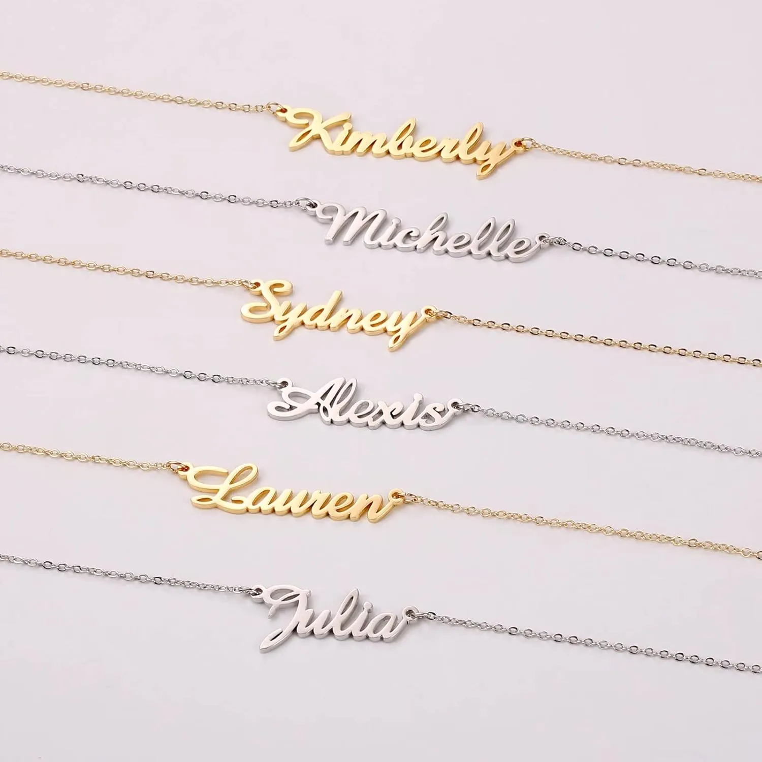 IEFLIFE Custom Name Necklace Personalized, 14K Gold Plated Personalized Name Necklace White Gold Plated Monogram Necklace Personalized Jewelry Name Plate Necklace Gifts for Women