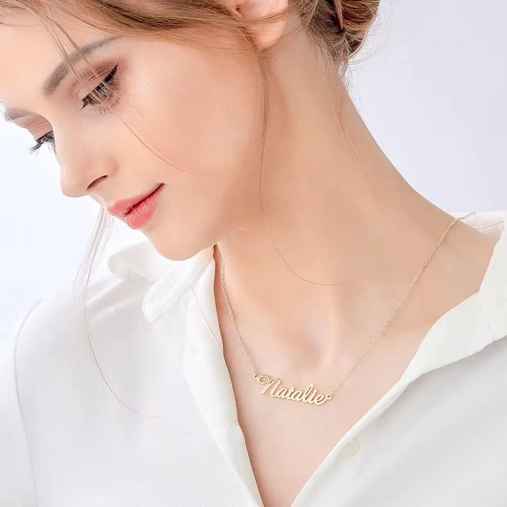 IEFLIFE Custom Name Necklace Personalized, 14K Gold Plated Personalized Name Necklace White Gold Plated Monogram Necklace Personalized Jewelry Name Plate Necklace Gifts for Women