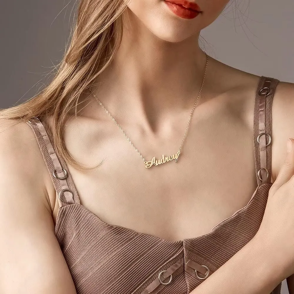 IEFLIFE Custom Name Necklace Personalized, 14K Gold Plated Personalized Name Necklace White Gold Plated Monogram Necklace Personalized Jewelry Name Plate Necklace Gifts for Women