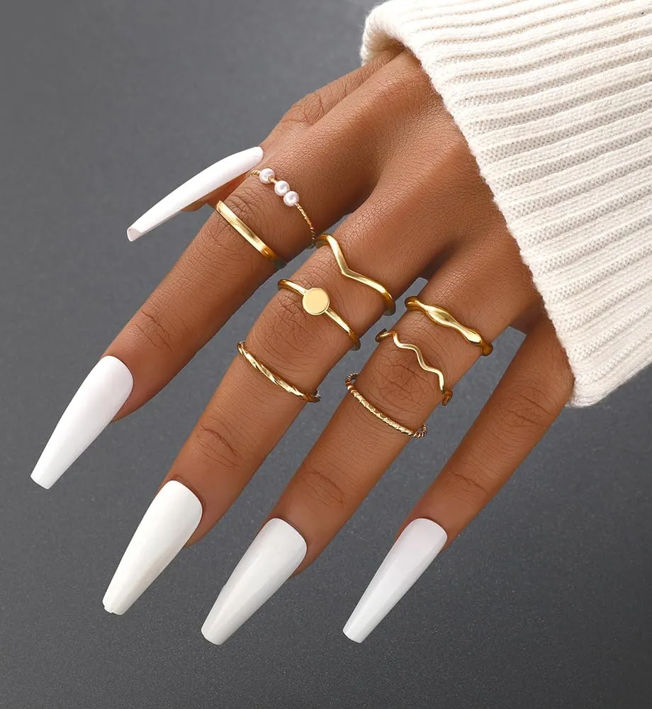 iF YOU 25 Pcs Gold Knuckle Ring Set for Women, Chunky Stackable Finger Midi Rings, Simple Stacking Cute Rings Pack Trendy Stuff Jewelry Gift
