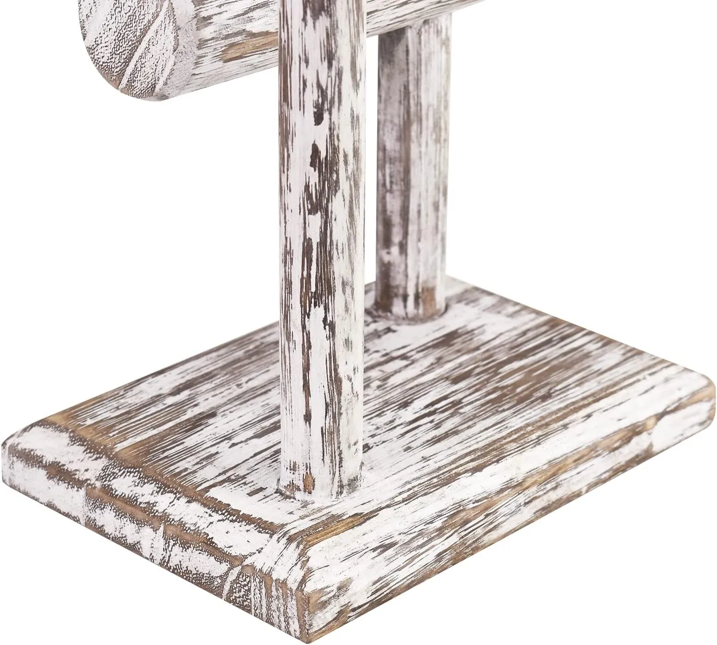 Ikee Design 2 Tier Wooden Jewelry Bracelet Watch Display Tower, Bangle Scrunchie Necklace Holder Storage Stand, 7.9 W x 4.3 D x 9.4 H in, Antique White Color