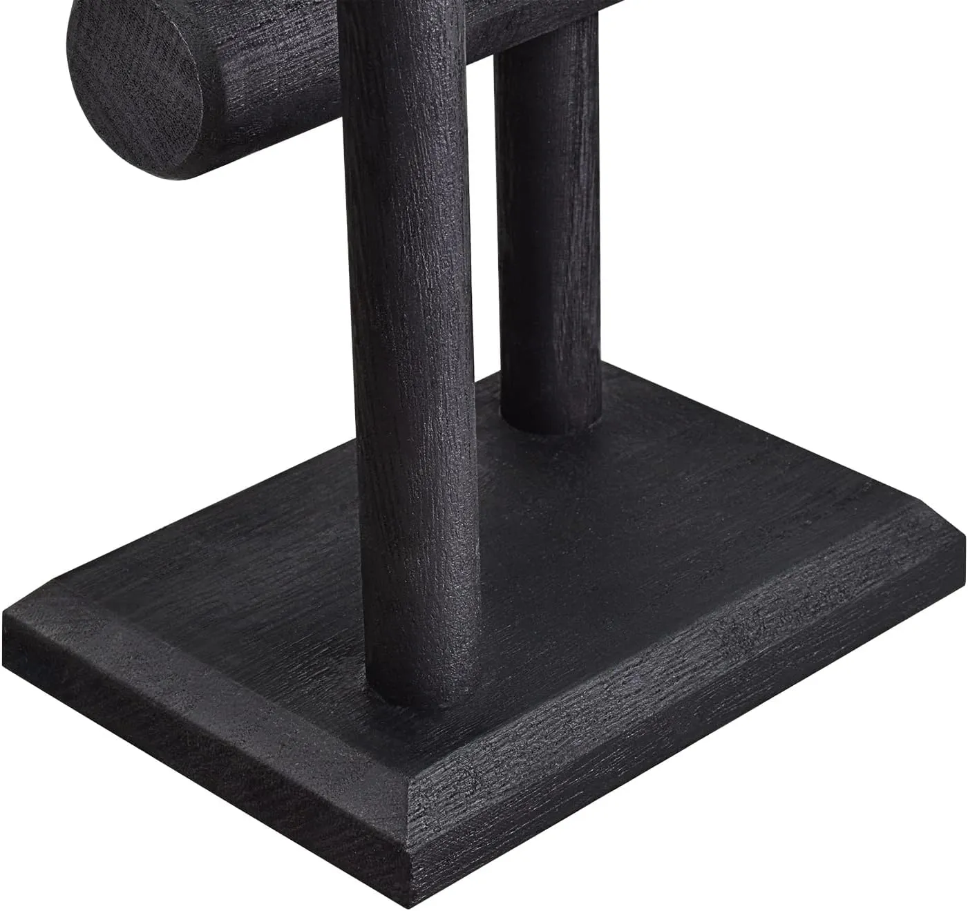 Ikee Design 2 Tier Wooden Jewelry Bracelet Watch Display Tower, Bangle Scrunchie Necklace Holder Storage Stand, 7.9 W x 4.3 D x 9.4 H in, Black Color