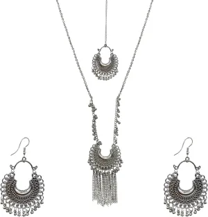 Indian Ethnic Fashion Handmade Bollywood Statement Oxidized Choker Necklace Earrings Set Jewelry