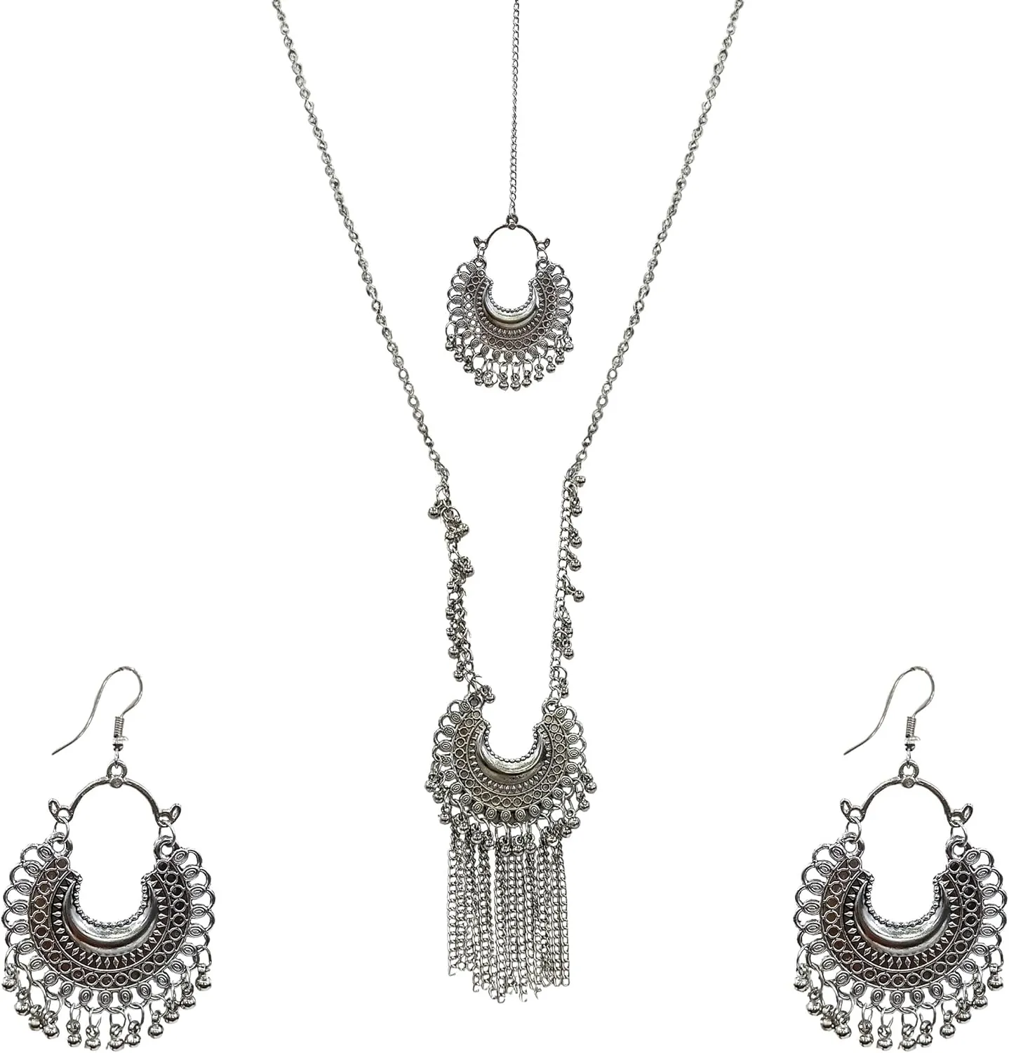 Indian Ethnic Fashion Handmade Bollywood Statement Oxidized Choker Necklace Earrings Set Jewelry