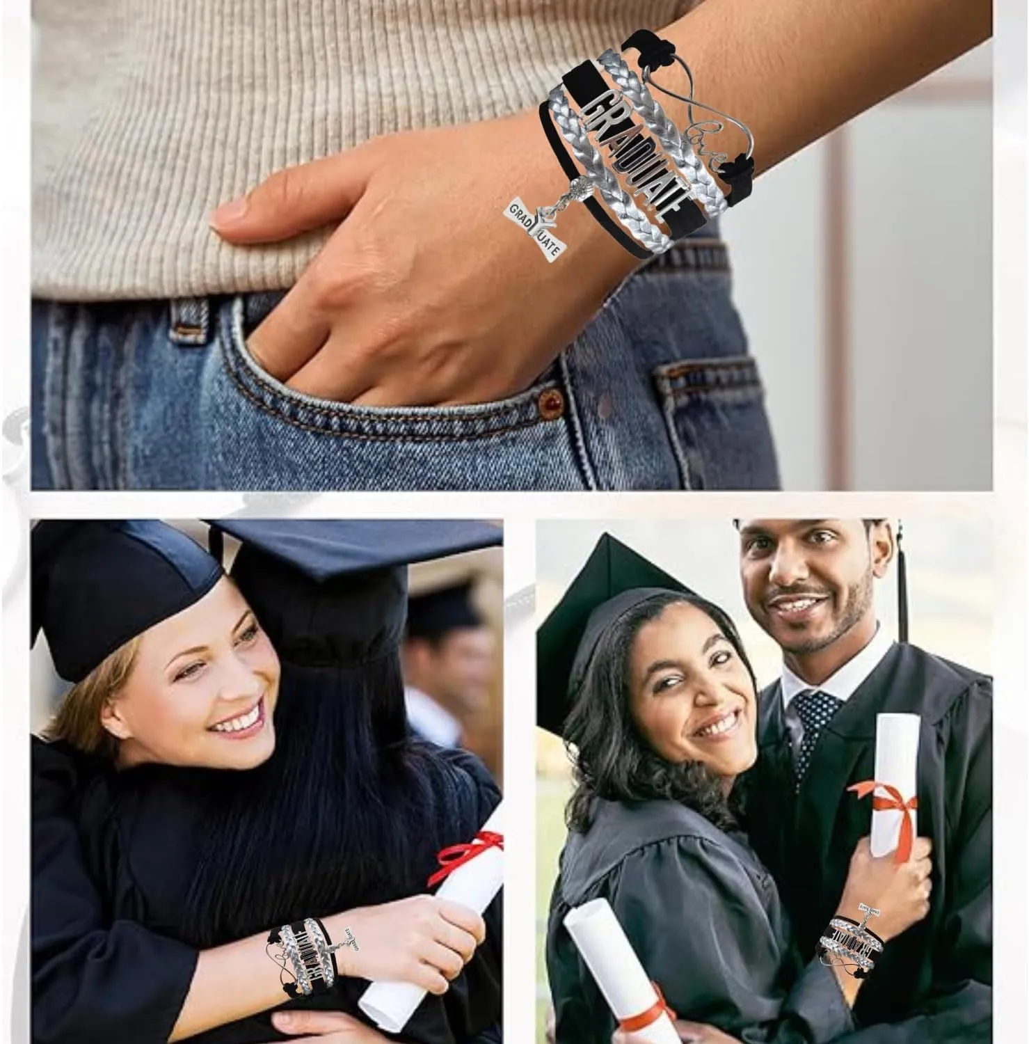 Infinity Collection Graduation Bracelet Gift Graduate Jewelry for Her, Class of 2025 Keepsake, Adjustable Charm Bracelet for Women & Girls