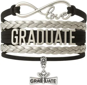 Infinity Collection Graduation Bracelet Gift Graduate Jewelry for Her, Class of 2025 Keepsake, Adjustable Charm Bracelet for Women & Girls